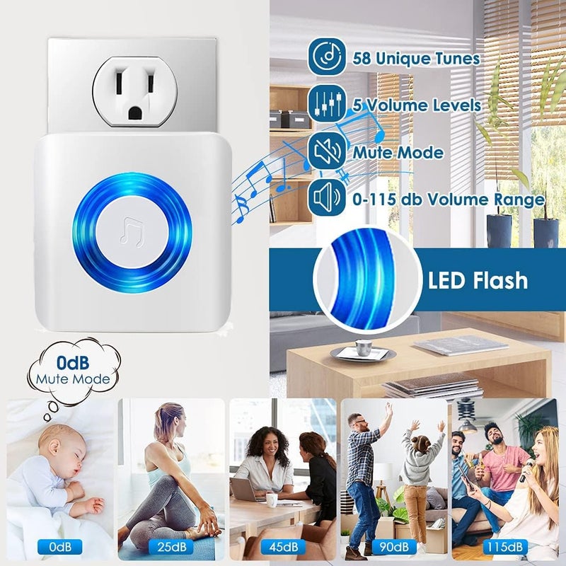 YisTech Caregiver Pager Door Alarms for Dementia Patients/Kids Safety/Home Security,Wireless Door Alarm Sensor for Elderly/Business/Home/Store (Three Sensor One Receiver) - Image 5